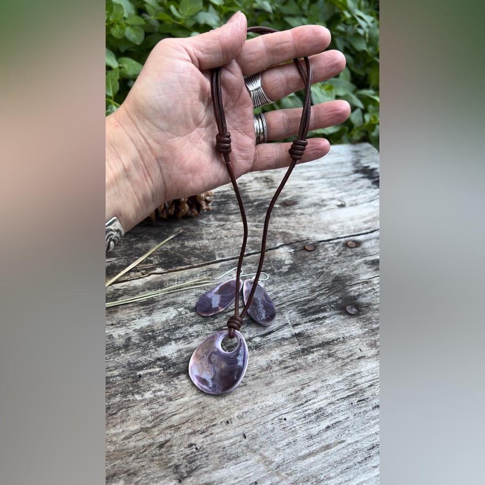 Purple Wampum shell pendant necklace, handmade💜 - Picture 17 of 17